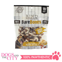 Load image into Gallery viewer, KIND REWARDS 9634 Bare Bones Knotted 2" Made with Real Peanut Butter Flavor 100% Rawhide Free Small Dog Treats 264g