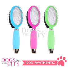 Load image into Gallery viewer, DGZ LG325 Pet Double-sided Brush with Silicone Handle Small for Dog and Cat 10cm - Dogs And The City Online