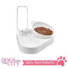 Load image into Gallery viewer, MRCT Gravity Water and Food Bowls Feeder Raised Cat Bowls with Automatic Water Bottle 15°Tilted Elevated Pet Bowl Raised Pet Feeder Bowl for Cats and Small Dogs 13.9x25x24.5cm