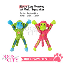 Load image into Gallery viewer, Pawise 15026 Rope Leg Monkey w/Mullti Squeaker Pet Toys 37cm