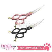 Load image into Gallery viewer, SHARK TEETH Colorful Professional Pet Grooming Scissors Dog Shears with Finger Rings, 6.25" Curved